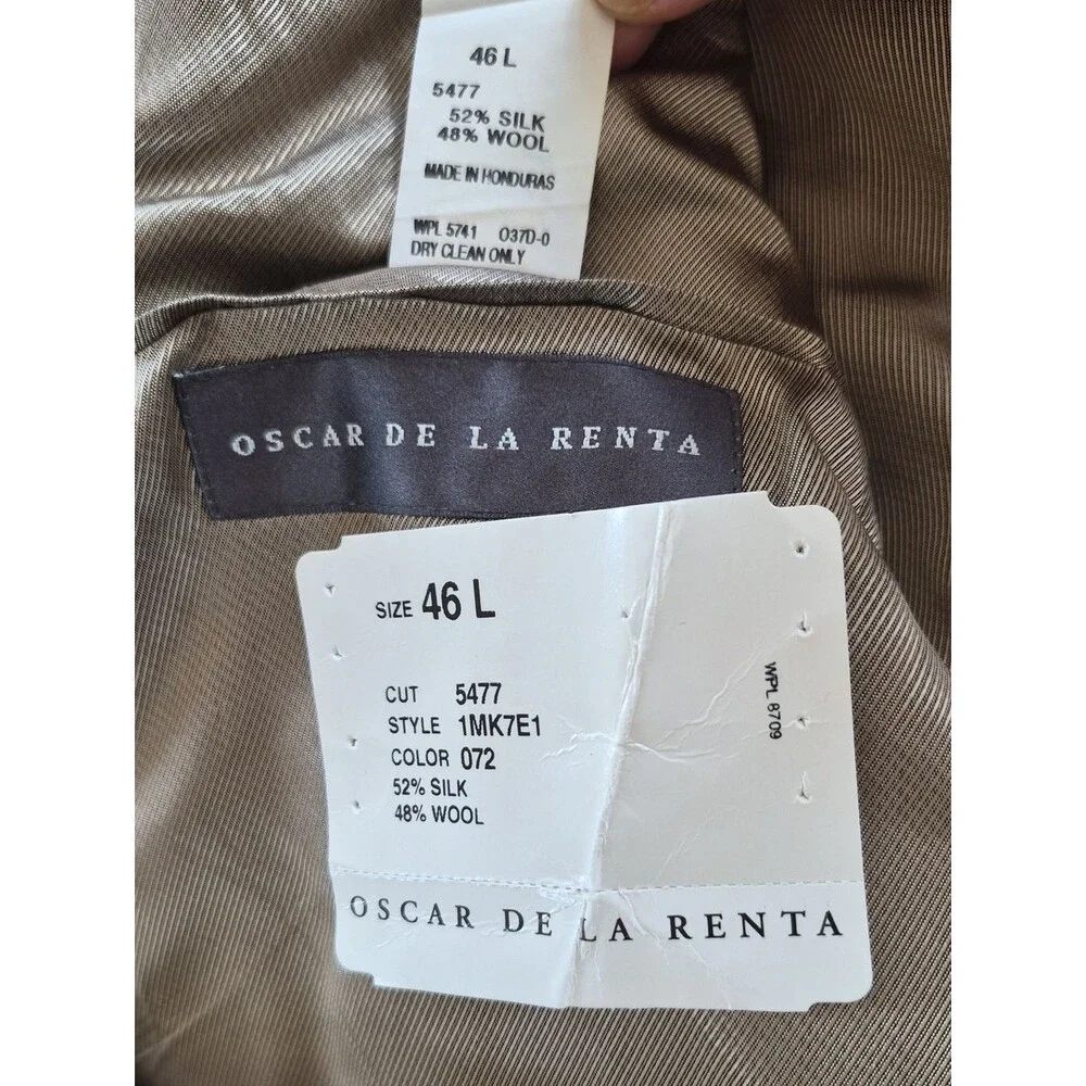 Oscar De La Renta 52% Silk & 48% Wool Woven Jacquard Fabric Blazer SZ 46 Long